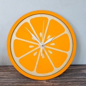 Orange Slice Clock - Kitchen Clock - Funky Clock - Retro Clock - Wooden Clock - Food Clock - Fruit Vegetable Clock - Fun Clock - Kids Clock