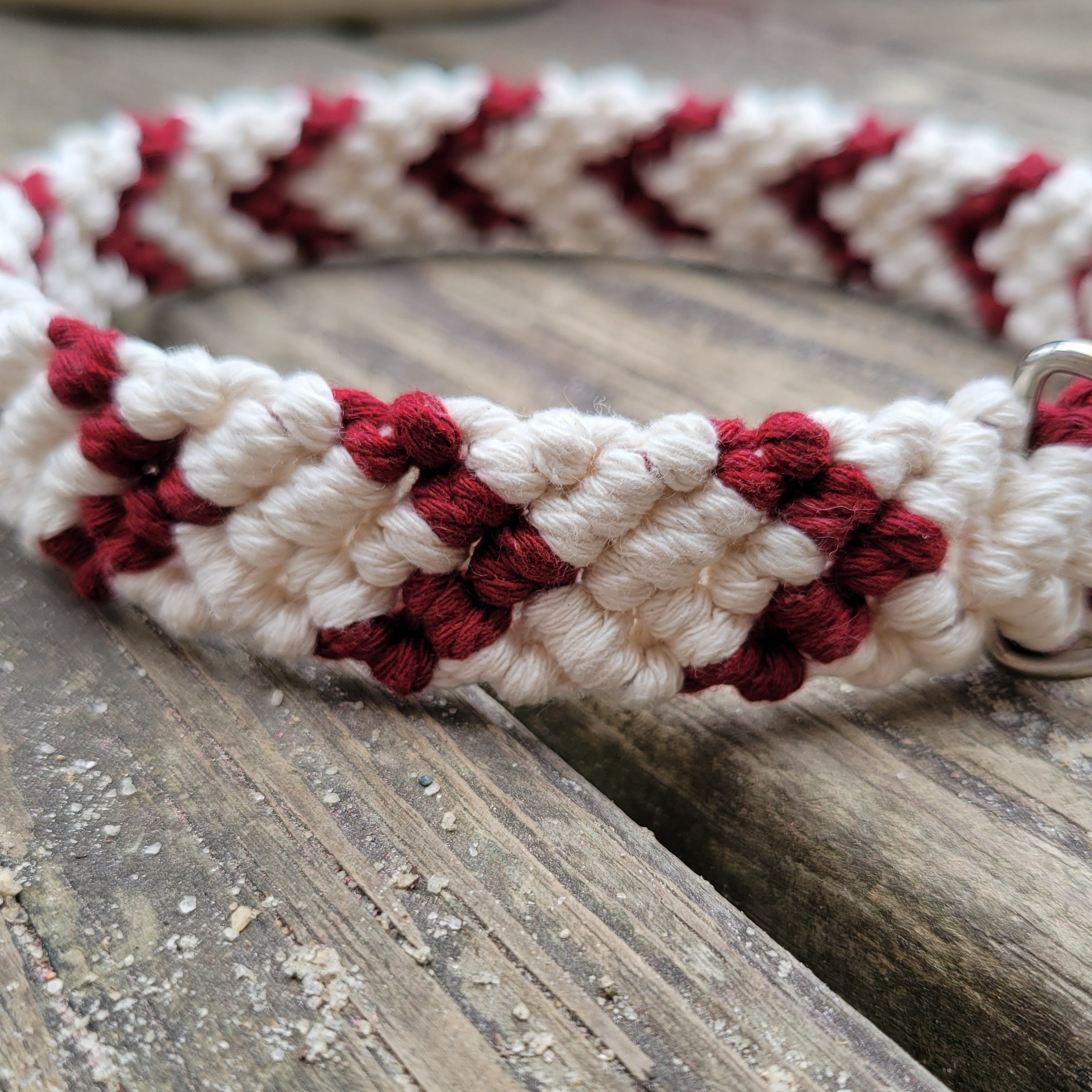 2 Color Hand Knotted Macrame Dog Collar Natural Dog Collar Etsy