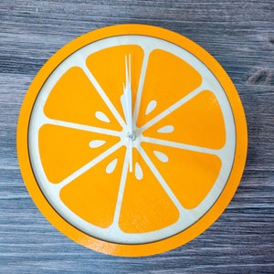 Orange Slice Clock Kitchen Clock Funky Clock Retro Clock Wooden Clock Food Clock Fruit Vegetable Clock Fun Clock Kids Clock image 3