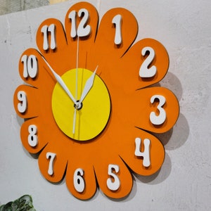 Retro Vintage 1970s Inspired Daisy Wall Clock Funky Wall Clock Retro Clock Flower Power Nursery Clock Kitchen Clock Flower Clock image 5