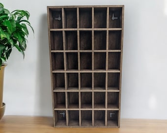 30 Compartment Wooden Display Shelf - 2.25x1.5 - Trinket Shelf - Curio Cabinet