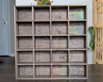 20 Compartment Wooden Display Shelf - 2.8x2.25 - Trinket Shelf - Curio Cabinet
