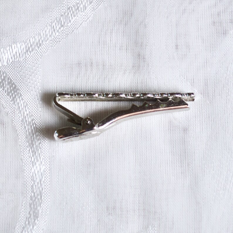 Vintage Early 1960s Tie Clip Unusual Recessed Pattern with Greek-Style Waves For Narrow Tie Great Condition Hardly if Ever Worn