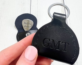 Personalized Metal Guitar Pick & Leather Case | Engraved Guitar Pick | Custom Guitar Pick Case | Easter Gift | Boyfriend | Guitar Player