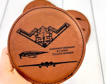 Leather Round Aviation Coasters | Iconic Airplanes | Gift for Him | Man Cave Decor | Pilot | Airline Mechanic | Retired Air Force | Grandpa