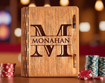 Personalized Wood Playing Card Box – Custom Engraved Deck Holder for Standard Size Playing Cards