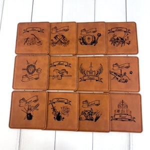 Dungeons and Dragons Leather Coaster Set | Dad Gift | Nerdy Christmas | Dnd Classes | Dungeon Master | Bard | DM | Pathfinder | RPG