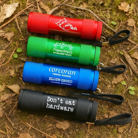Personalized LED Flashlights with Batteries Included we will customize with our laser engraver your text or simple image or logo.