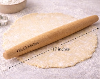 Personalisiertes französisches Nudelholz, Laser graviertes Holzgeschenk