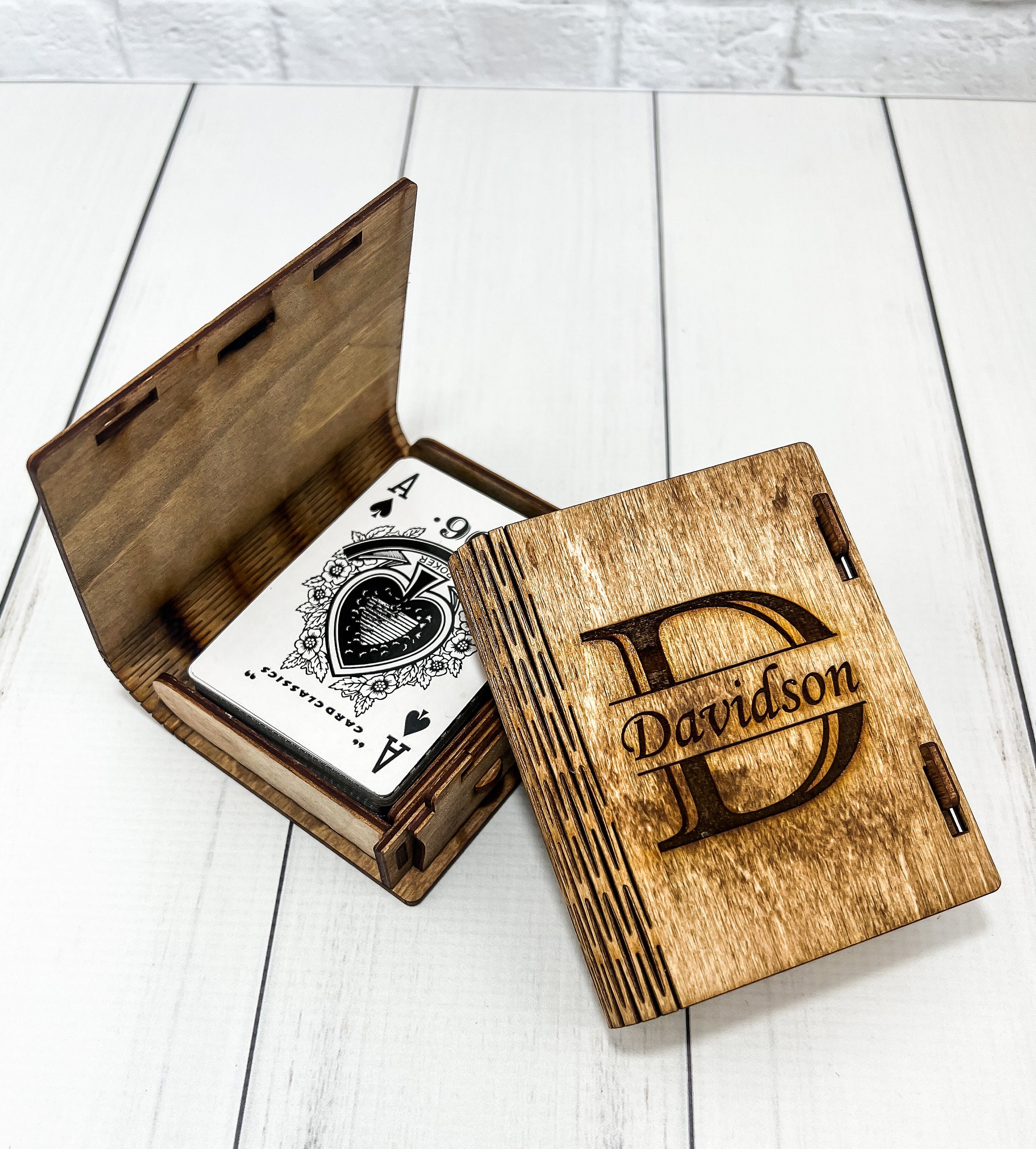 Personalized Wood Playing Card Box Custom Deck Box Card 