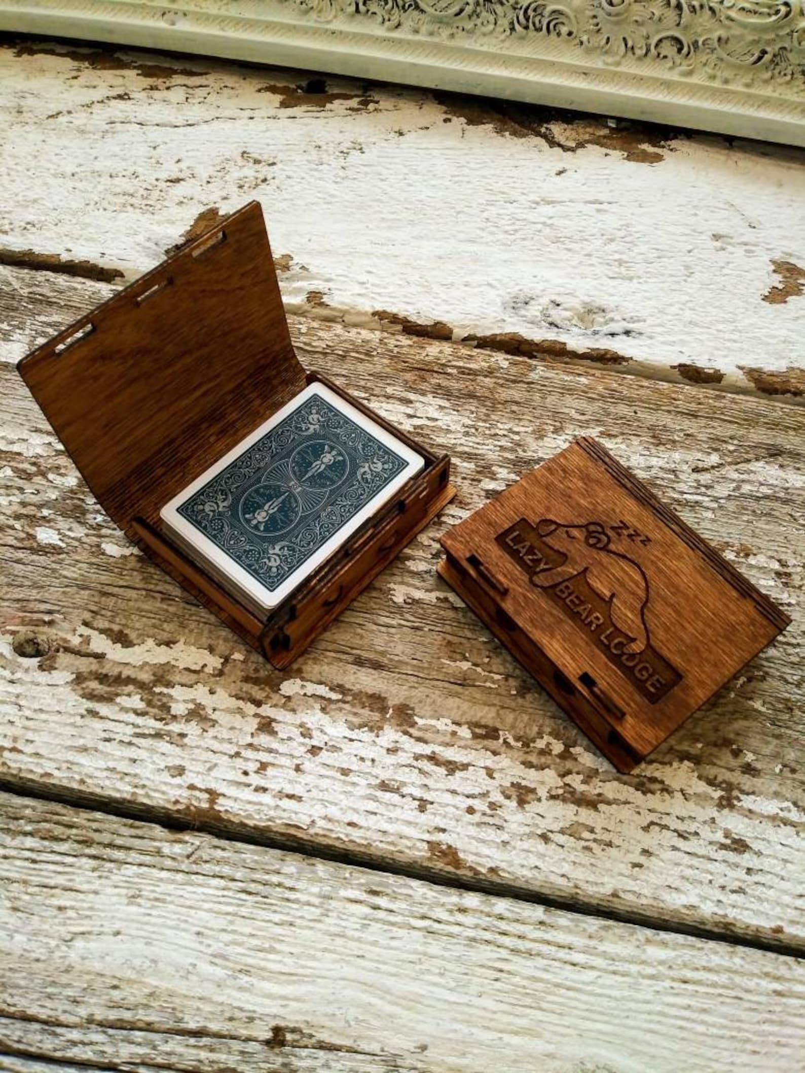 Personalized Design Wood Card Box Deck Box Playing Cards Etsy