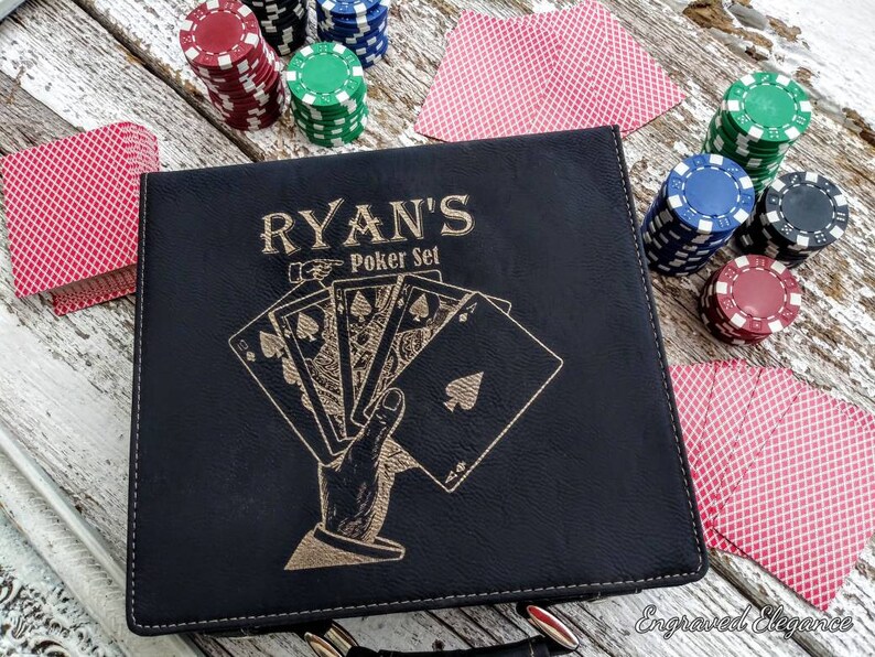 Personalized Poker Set Leather Case Poker Set Poker Etsy