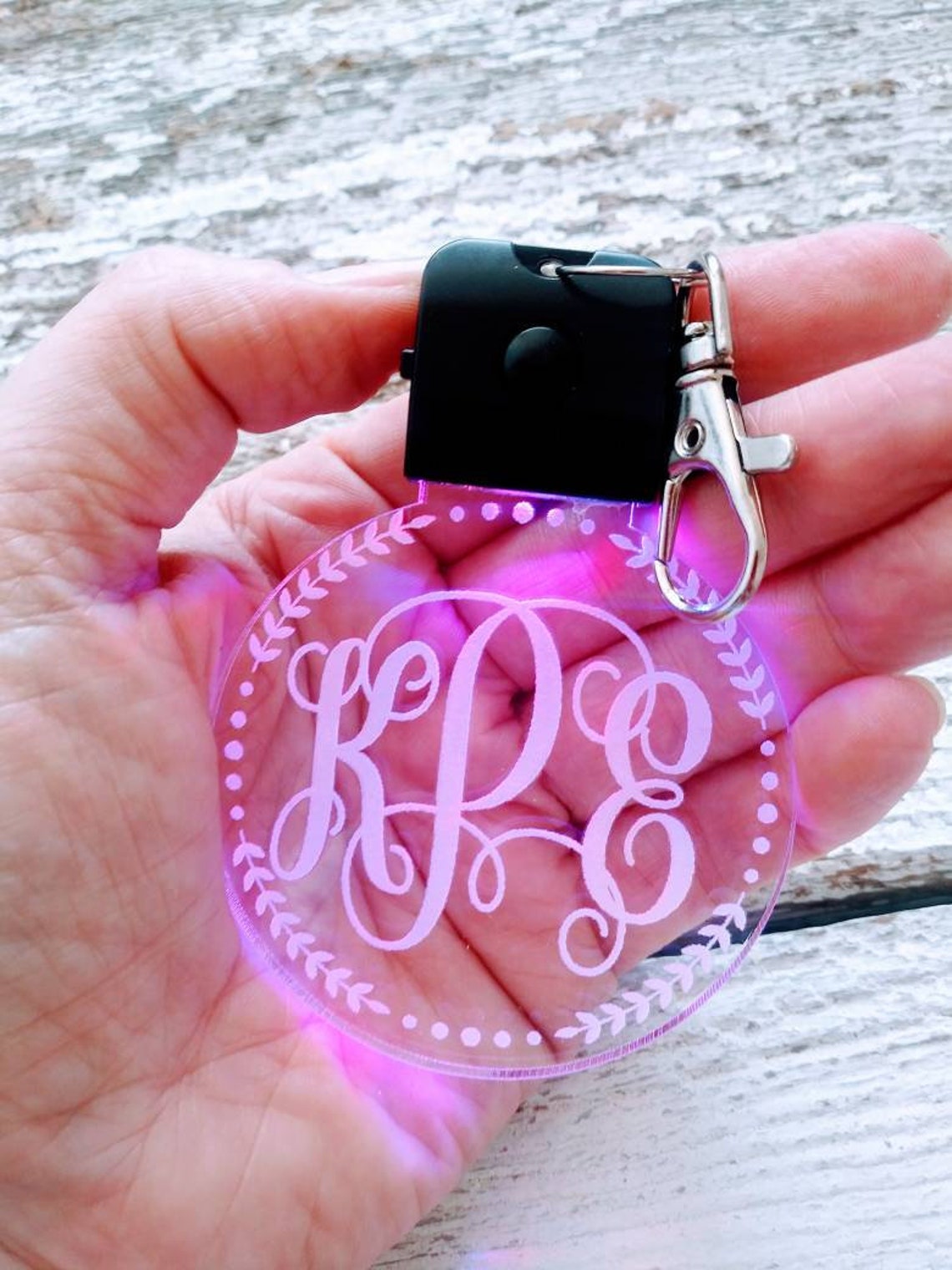 Personalized LED Acrylic Keychain Monogram Keychain Gift Etsy