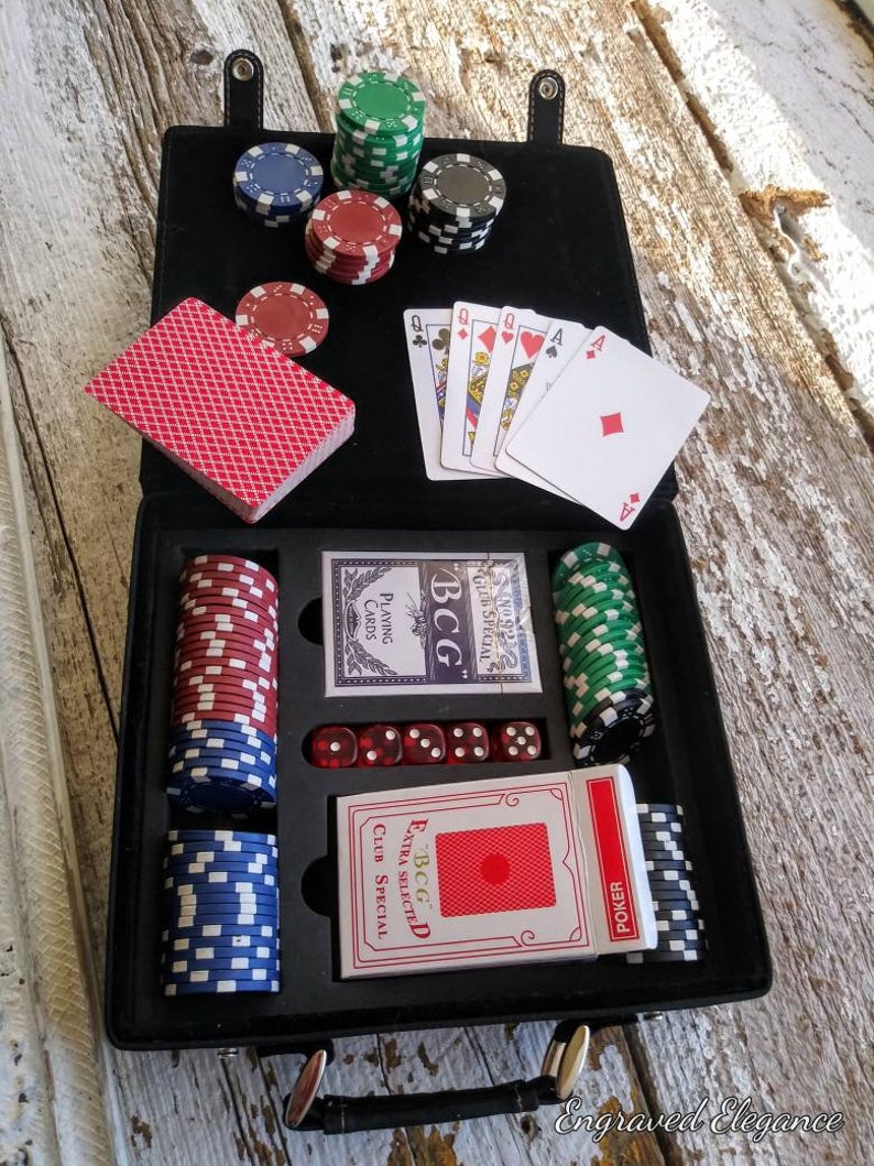 Personalized Poker Set Leather Case Poker Set Poker Etsy