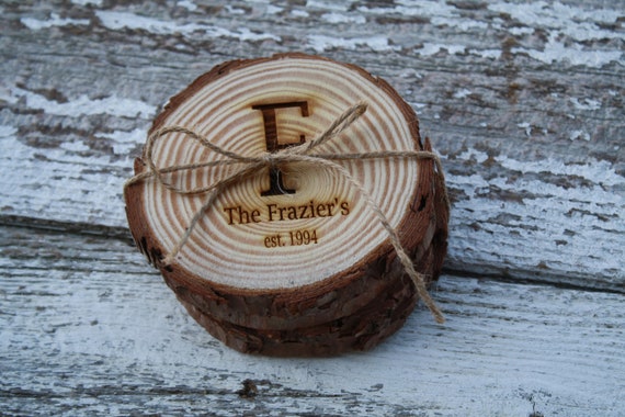 Molon Labe Drink Coaster Set ~ Rustic Wood Log Coasters ~ Personalized Wood Slice Coaster ~ Farmhouse Decor ~ Country Home Tree Log Coasters