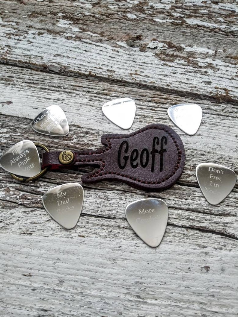 Custom Engraved Guitar Pick with Personalized Brown Guitar Etsy