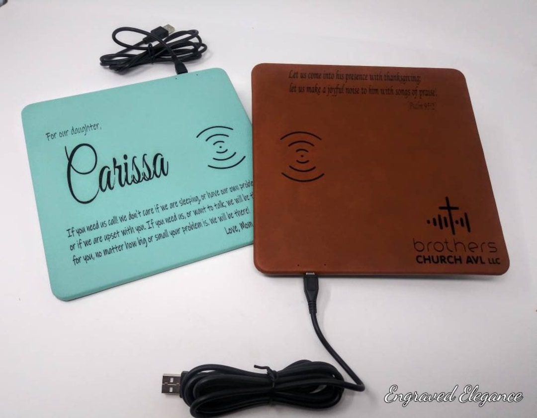 Personalized Leather Charging Pad Leatherette Wireless Charging Pad