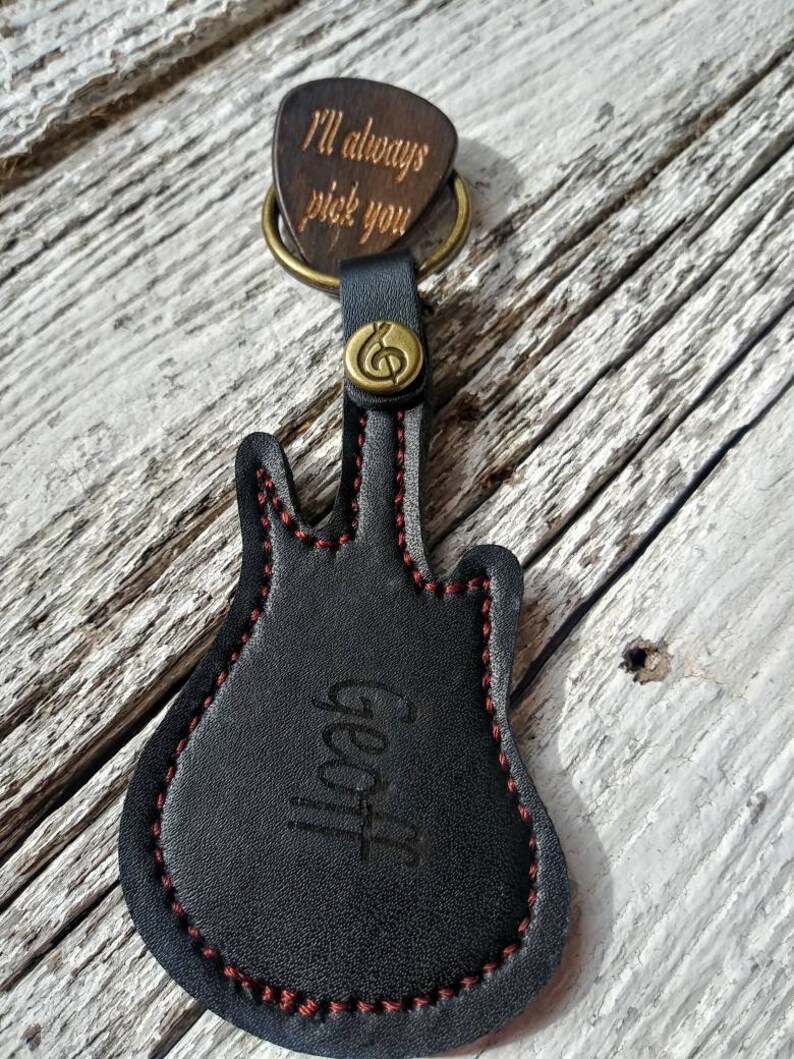 Engraved Gold Leaf Wood Guitar Pick w/ Guitar Shaped Case Etsy