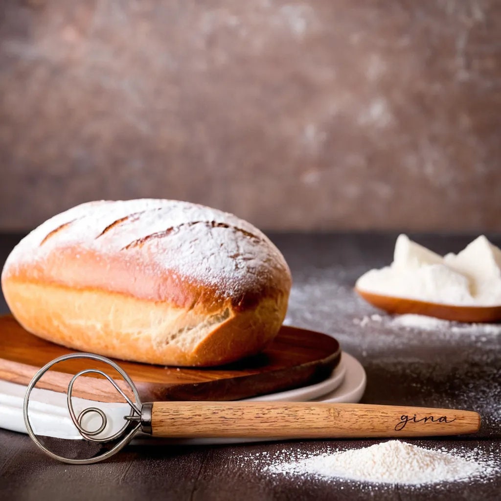 Frusta Per Pane E Pizza Frusta Per Pasta Danese, Frusta A Mano In Acciaio Inox Manico In Legno, Frullatore A Immersione, Utensili Da Cucina Per Pane, Torte, Pizza E Biscotti Frusta Danese