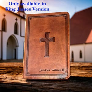 Custom Engraved Leather Bible KJV | Personalized Family Bible Heirloom | Spiritual Gift For Confirmation, Christmas, Mom, Dad, Him, Her