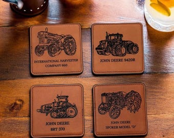 Tractor Coasters | Farm Equipment | Agriculture Coaster Set | Man Cave Decor | Mechanic | Gift  | Him | Farmer | Country