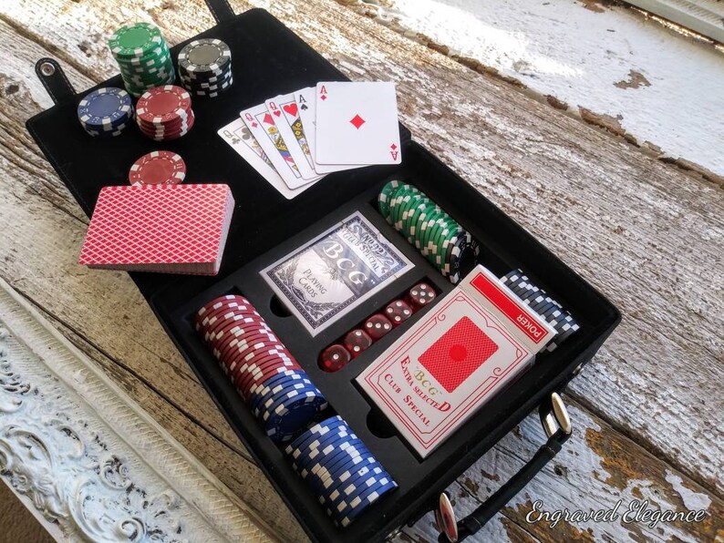 Personalized Poker Set Leather Case Poker Set Poker Etsy