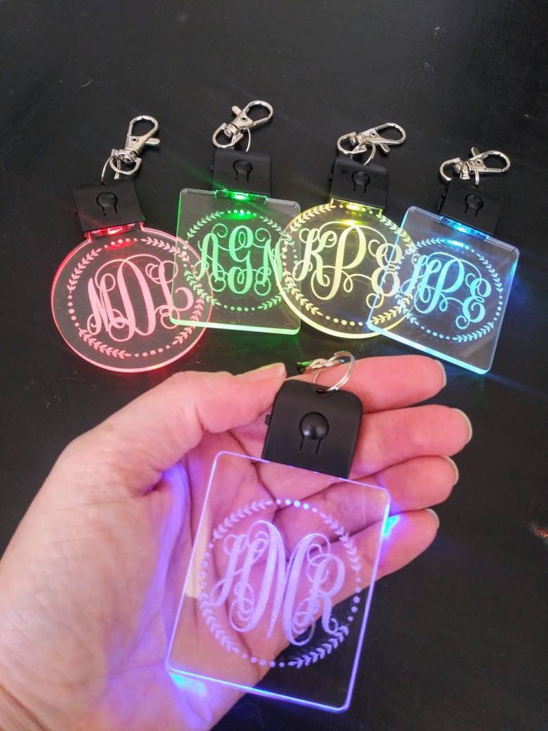 Personalized LED Acrylic Keychain Monogram Keychain Gift Etsy