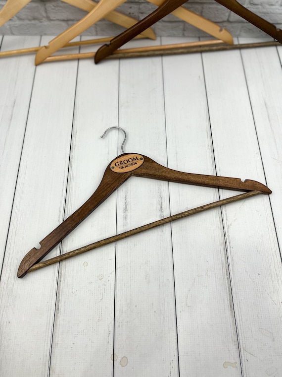 Personalised Engraved Coat Hangers, Clothes Hanger, Wood Cedar