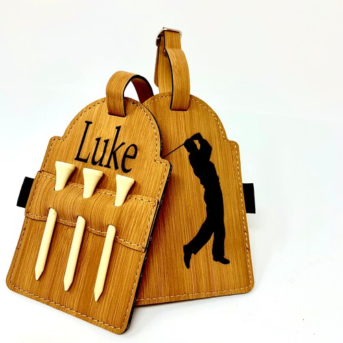 Personalized Leather Golf Bag Tag Golf Tee Holder Etsy