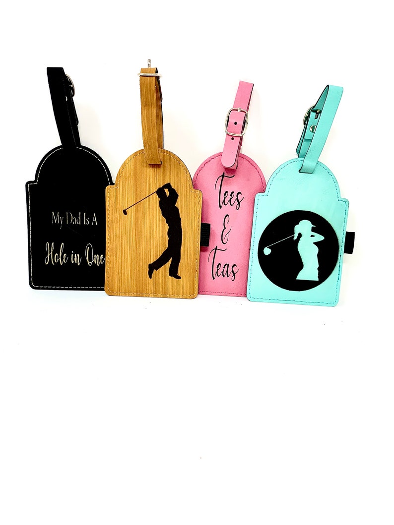 Personalized Leather Golf Bag Tag With Tees custom Golf Tee Etsy