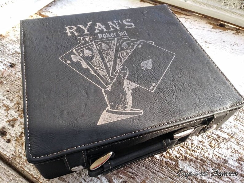 Personalized Poker Set Leather Case Poker Set Poker Etsy