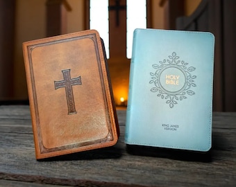 Biblia de cuero grabada personalizada / Reliquia bíblica familiar personalizada / Regalo espiritual para la confirmación, Navidad, mamá, papá, él, ella