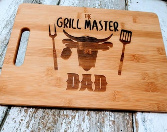 Personalized Cutting Board for Dad CLEARANCE SALE | Grill Master Cutting Board | Bamboo | Dad Gift | Christmas | Grandpa | Smoker | Father