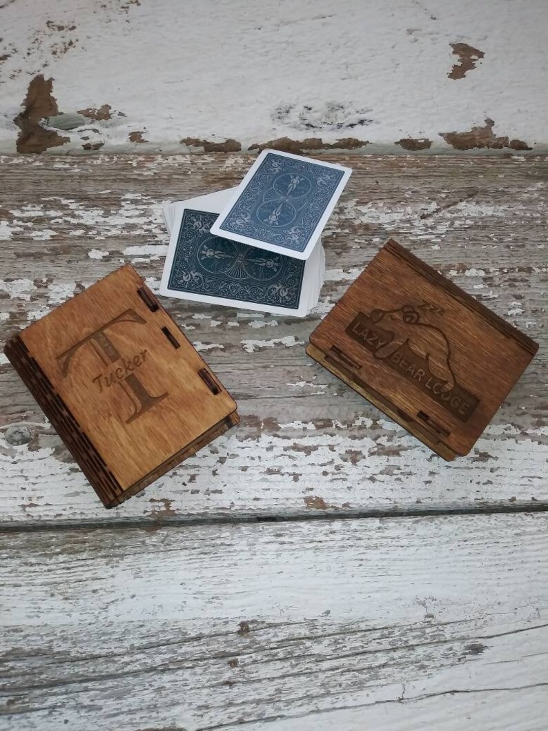 Personalized Design Wood Card Box Deck Box Playing Cards Etsy
