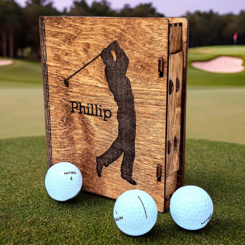 Personalized Wooden Golf Ball Box - Handcrafted Storage for Your Golf Essentials | Custom Golf Ball Holder |Golf Supplies | Golfer Golf Team