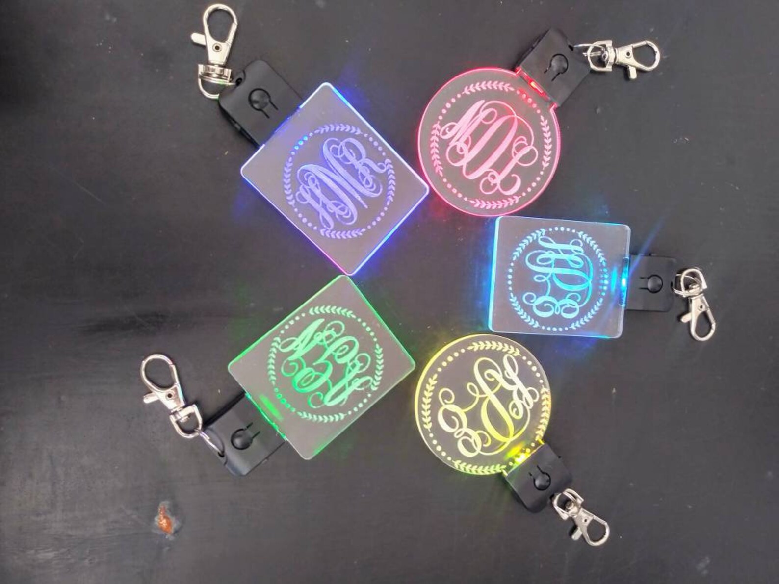 Personalized LED Acrylic Keychain Monogram Keychain Gift Etsy