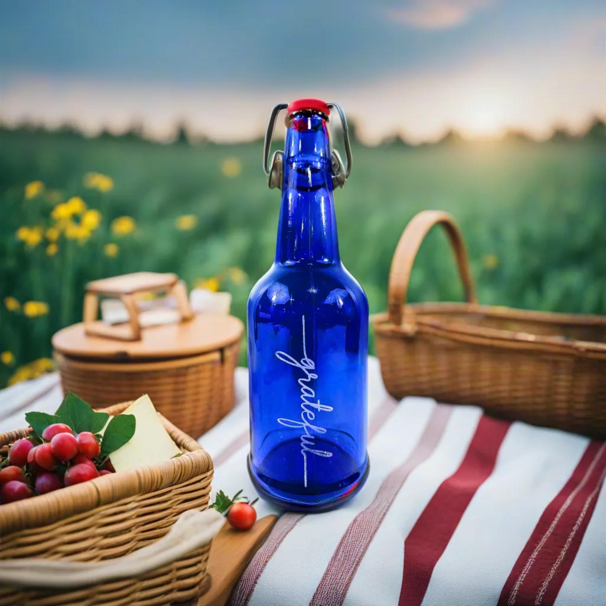 Blue Cobalt Glass Water Bottle - Etsy