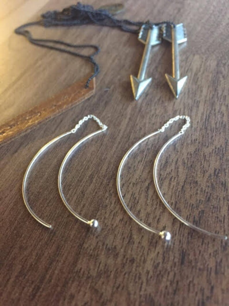 Sterling silver threader earrings 925 Etsy