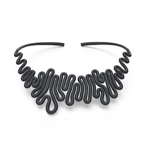 Squiggle Necklace, wearable architecture, zimarty, 3d printted necklace, 3d print jewelry, necklace, 3d print, architectural necklace