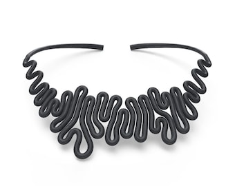 Collar con diseño ondulado impreso en 3D, arquitectura para vestir, joyería llamativa.