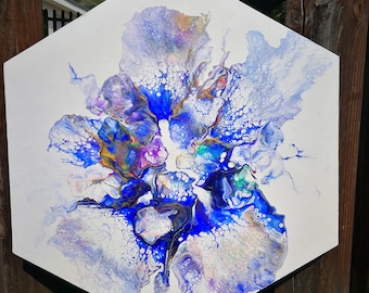 Original abstract acrylic painting blue colorful wall art