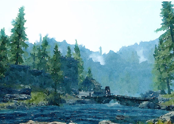 Watercolor Art Home Decor Skyrim Game Art Poster Video Game Etsy