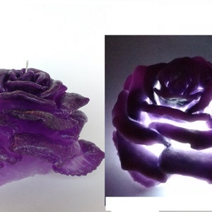 Purple Rose candle with led Wedding Table Candles Carved candle Decorative candle Pueple candles Unique candle Gift idea for Wedding