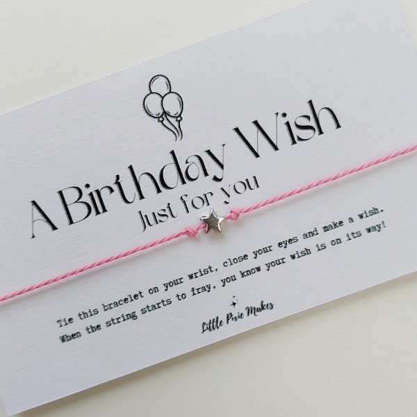 Birthday Wish Bracelet Gift in Organza Bag - Simple Bracelet Favour - Letterbox gift - Posted gift