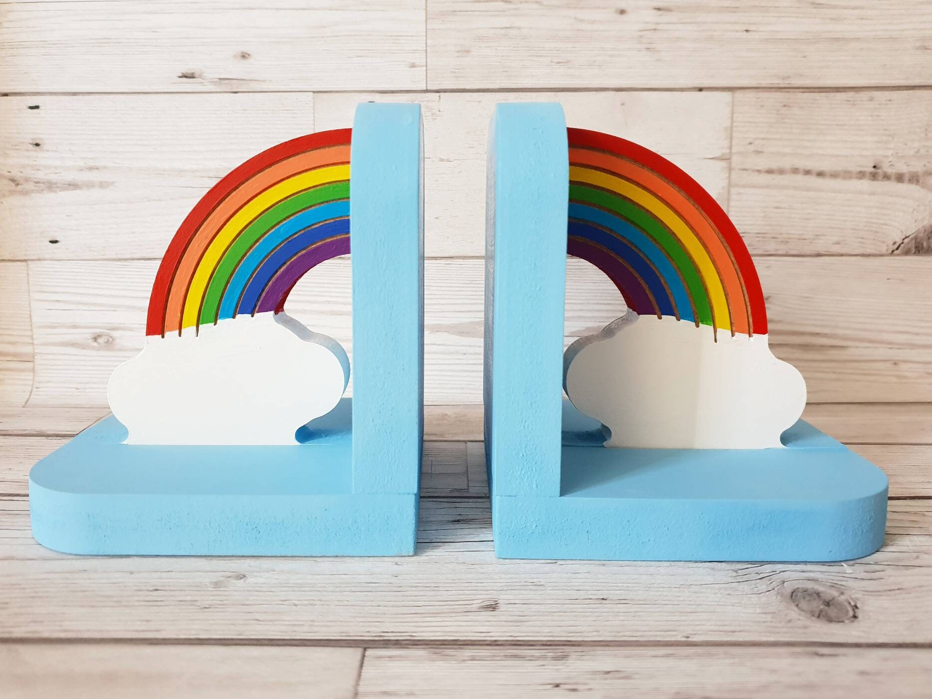 Wooden Rainbow Bookends Personalised Rainbow Bookends Etsy UK