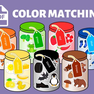 Color Matching, Color Activity, Learning Colors, Toddler Activity, Preschool Printable, Montessori Color, Color Sorting Jars