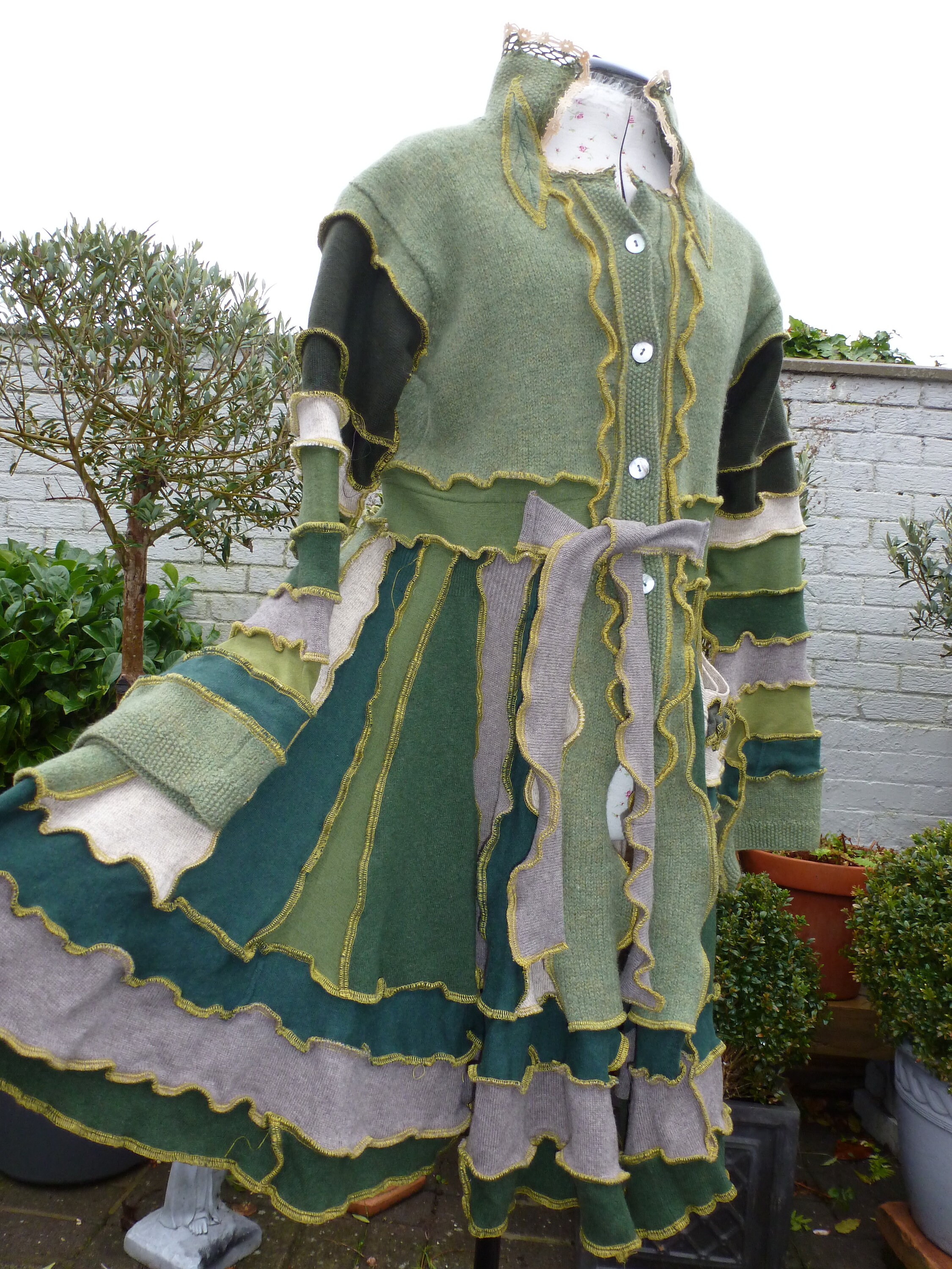 Felted Wool Coat. Green Elf Coat. Upcycled Clothing. Recycled Etsy UK