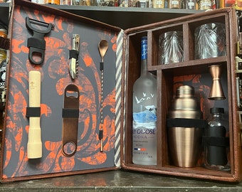 Bärbar Speakeasy Mini Plus i vintagestil, reseväska för bartender