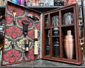 Bärbar Speakeasy Mini Plus i vintagestil, reseväska för bartender