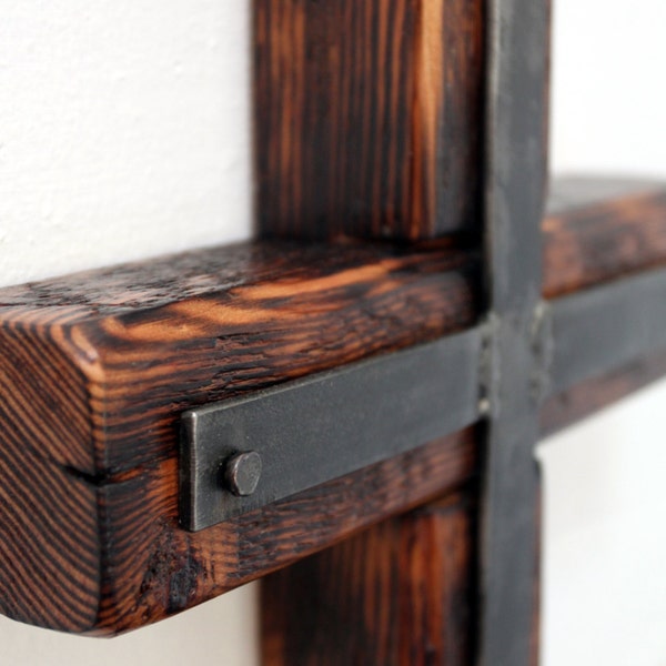 Cross of Reclaimed Wood and Steel